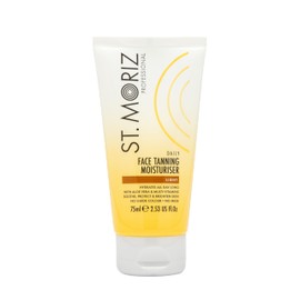 St Moriz - Crema idratante professionale per il viso quotidiana con aloe vera e vitamina E, abbronzatura falsa vegana graduale, media (75 ml)