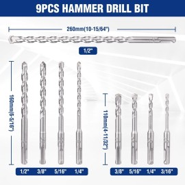 WORKPRO 16PC SDS-Plus Rotary Hammer Drill Bits and Chisel Set for Concrete Stone