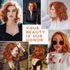 PORSMEER Auburn Red Short Curly Bob Synthetic Hair Wigs for