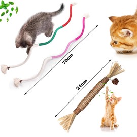SXFENG Pack of 9 Catnip Sticks, 6 Matatabi Catnip Toys, 3 Pieces Catnip Toy Teething Rope 70 cm, Interactive Cat Toy, Cat Dental Care and Against Bad Breath