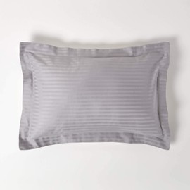 HOMESCAPES Damask Cushion Cover Silver Grey 48 x 74 cm with Raised Seam & Satin Stripes 100% Egyptian Cotton 330 Thread Count