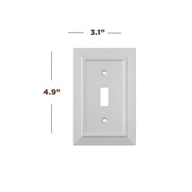 Pack of 4 Wall Plate Outlet Switch Covers by SleekLighting | Classic White Architecture Wall plates| Variety of Styles: Decorator/Duplex/Toggle/Blank/& Combo | Size: 1 Gang Toggle