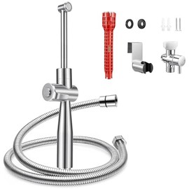 SPACEREST Handheld Bidet Sprayer for Toilet, Leak-Proof Stainless Steel Bidet Attachment for Toilet, Adjustable Spray Angle & Water Pressure, Toilet Sprayer for Personal Care, Postpartum (Silver)