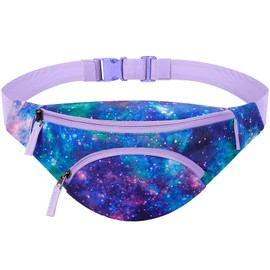 Choco Mocha Kids Fanny Pack Girls Galaxy Fanny Pack for Kids 6-8 8-12 Toddler Little Girls Fanny Pack 4-8 Children Waist Pack Kids Belt Bag for Girls Hip Belly Pack age 5 6 7 8 9 Gifts Purple