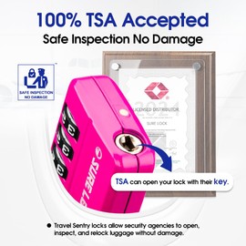 TSA Approved Travel Luggage Locks, Open Alert Combination Lock for School Office & Gym Locker,Toolbox, Pelican Case,Easy Read Dials- 1, 2 & 4 Pack (1, 17021 Pink 4 Pack)