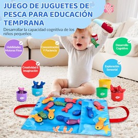 HomeChi Juego de Tela Pescar Montessori 22 Piezas, Juguetes de Aprendizaje Temprano con Contar Números Clasificar Colores Aprender Formas, Juguete par