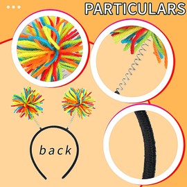 Doneace Rainbow Pom Pom Headband - Fashion Fluffy Ball Hair Hoop, Gay Pride Party Headwear Decoration for Women, Girls, Kids