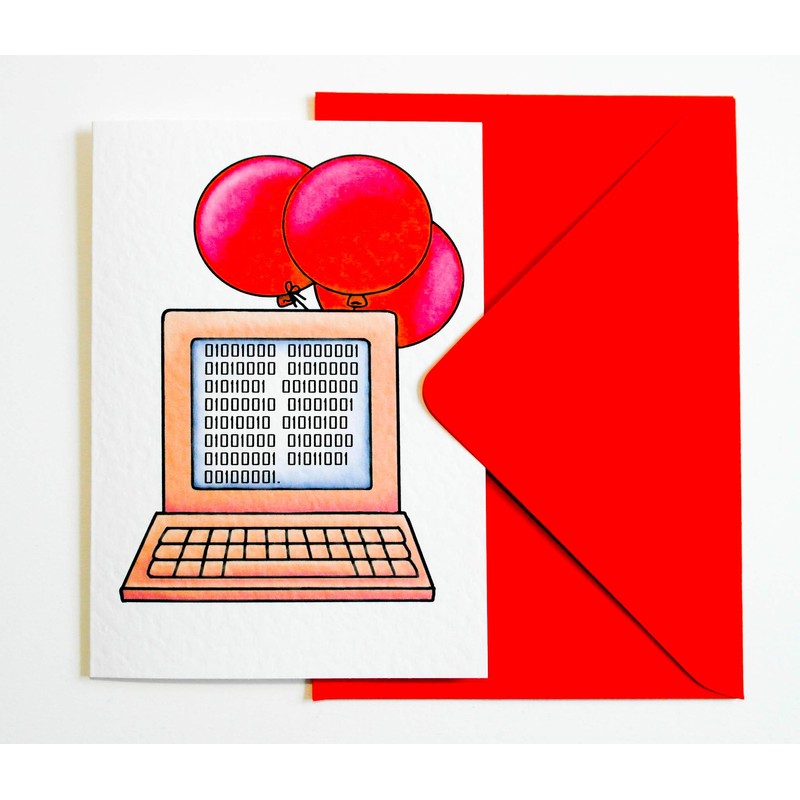 HAPPY BIRTHDAY! Binary Code Birthday Card Retro Computer Themed Card