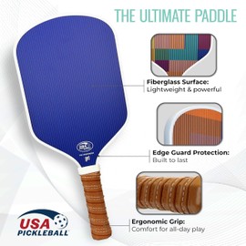 EGB USAPA Approved Pickleball Paddle w/Neoprene Cover – Lightweight Fiberglass, 13mm Honeycomb Core for Power & Control – Durable, Stylish Design for All Ages & Skill Levels