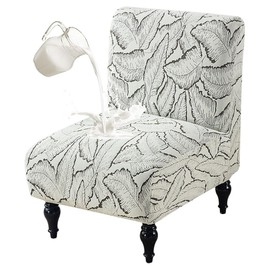 Buenanir Armless Accent Chair Cover Stretch Jacquard Accent Chair Slipcover for Slipper Chair Without Arms Printed Armless Chair Furniture Protector Covers for Living Dining Room Hotel Gray