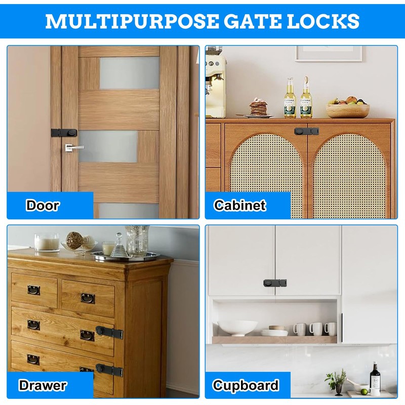Combination Lock for Cabinet Cupboard, 3-Digit Keyless Hasp Latch Locks
