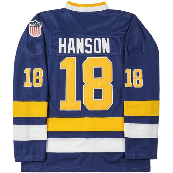 Youth Hanson Brothers #18 Jeff Charlestown Chiefs Slap Shot Blue