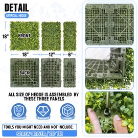 E&K 18" Wx54 Hx12 D Artificial Boxwood Hedge Wall Artificial Outdoor Privacy Wall for Balcony Backyard Office, Indoor Divider Freestanding Greenery Backdrop