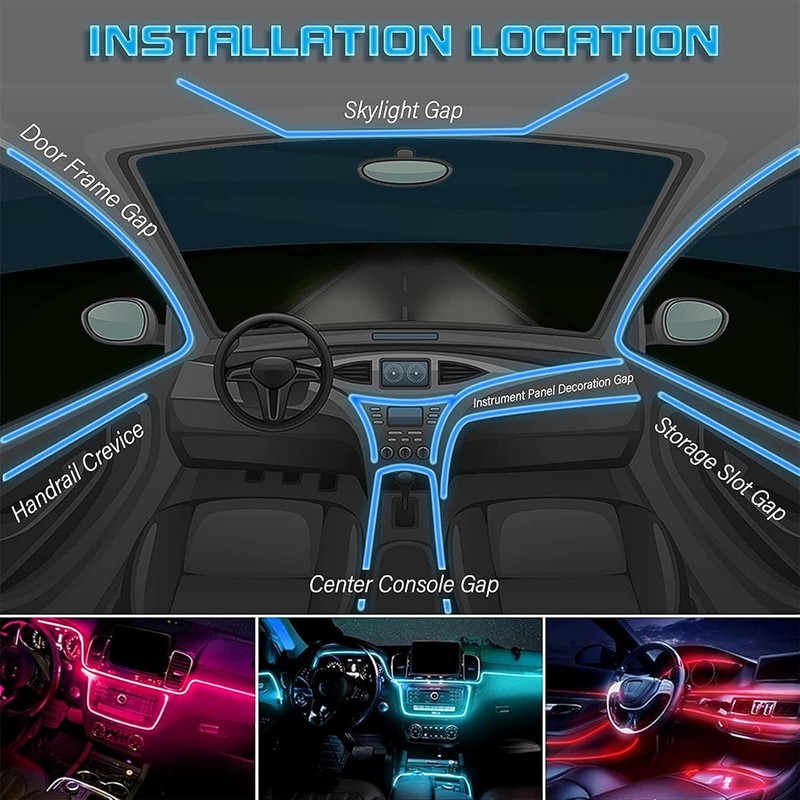 Acrylic Car LED Interior Lighting, RGB Ambient Lighting Car Strip