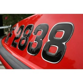 3DLTRG Black Center - Chrome Outline Domed Boat Registration Numbers Wake Series