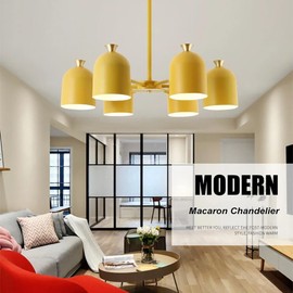 Liudefa Modern 6-Lights Chandelier Ceiling Pendant Light 28 inch Recessed Ceiling Lights Flush Mount Indoor Lighting for Living Room, Bedroom, Foyer, E26 Yellow Close to Ceiling Light Fixtures