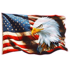 American Flag and Eagle Means Business Decal, Patriotic USA, Red White Blue (6" x 4")
