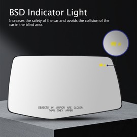 Passenger Side Mirror Glass Replacement For Silverado 1500 GMC Sierra 1500 2019-2021 - Right Side View Exterior Mirrors, Power Heated, Blind Spot, with Backing Plate