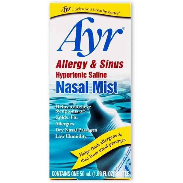 AYR Allergy & Sinus Hypertonic Saline Nasal Mist, White, 1.69 Fl Oz