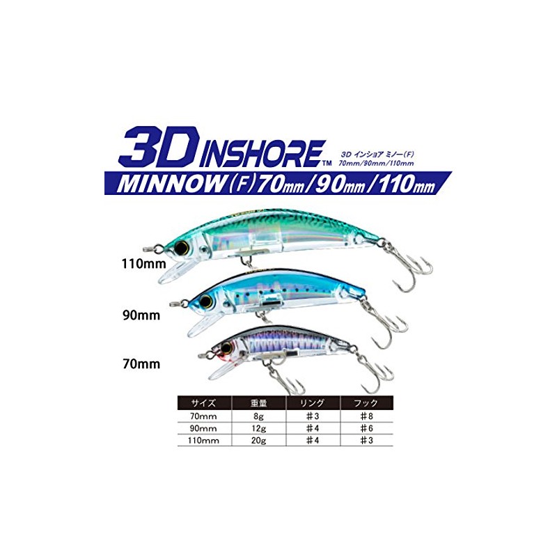 Yo-Zuri 3D Inshore Minnow (F) 90mm 3-1/2" Chartreuse Floating Lure