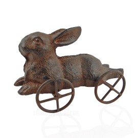 Unbranded Cast Iron Bunny Rabbit On Wheels Figurine Antique Style Decorative Pull Toy