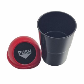 schone Car Mini Trash Bin – Compact Plastic Waste Container with Swing Lid – 17cm Tall Travel Rubbish Bin for Cars, Vans, and Trucks (RED)