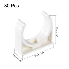 uxcell PVC Pipe Clamps Clips 32mm, Fit for 32mm/1.26" OD TV Trays Tubing Hose Hanger Support Pex Tubing, W Mounting Screws White 30Pcs