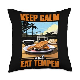 Tempeh Vegan Food Lover Indonesia Tofu Foodie Throw Pillow