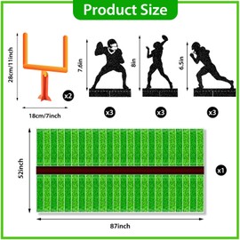 22 Pieces Football Theme Party Decorations, 3D Football Goal Post Player Silhouette Centerpieces Football Stress Balls Football Touchdown Table Cover Field Tablecloth for Birthday Favors Supplies
