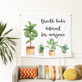 EGBTL Growth Looks Different for Everyone Tapestry, Mental Health Wall Tapestry for Therapy Office, Plant Mental Health Tapestries Wall Hanging Decor for Therapist Counselor Office, 50x60 Inches