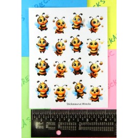 Stickasaurus Wrecks Cute Bumble Bees Sticker Sheet