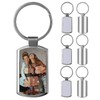 QISVVE 6Pcs Sublimation Keychain Blanks,Metal Heat Transfer Picture Keychain Blank,