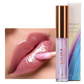 Pink Glitter Lip Gloss, Diamond Shimmer Lipgloss Glossier Metallic Lip Gloss Liquid Lipstick, Nude Non-stick Cup Long Lasting Waterproof Lip Gloss Lip Plumper Lightweight Lipstick for Women