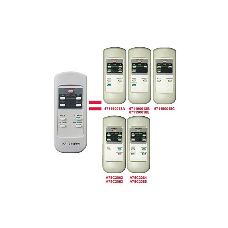HA-12-09/10 Replacement for Panasonic Air Conditioner Remote Control 671190018A 671190018B