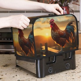 HSYOYO Rooster Toaster Cover 2 Slice Wide Slot Bread Machine Cover Fingerprint Protector Toaster Oven Cover Dustproof Kitchen Small Appliance Covers