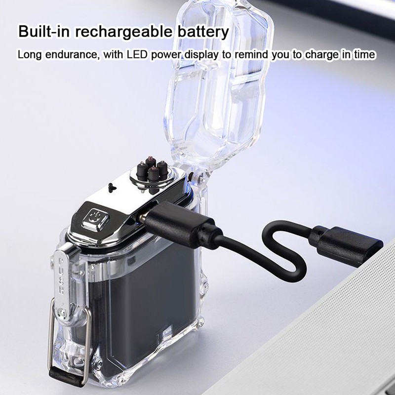 Electric Lighter Double Arc Electronic Pulse Lighter Windproof & Waterproof