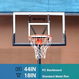 Aimking Portable Basketball Hoop Outdoor System with 44 Inch Shatterproof Backboard, 3.8FT-10FT Height Adjustable Basketball Goal System for Youth/Teens/Adults Indoor (White)
