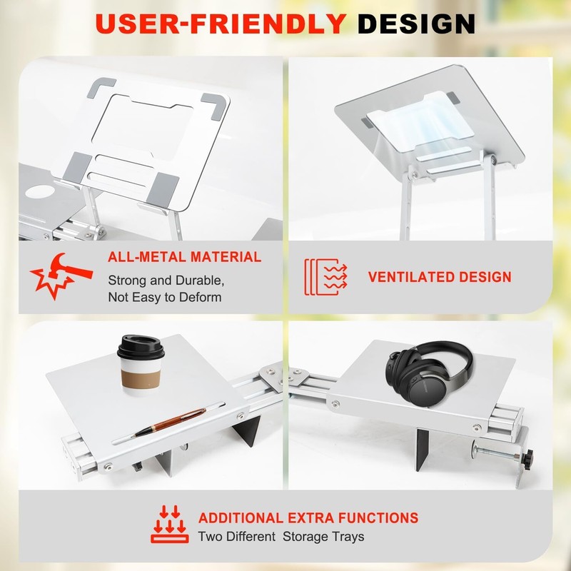Zelvoro Treadmill Laptop Holder Adjustble Height Width