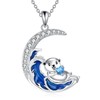 DAYLINLOVE Otter Necklace 925 Sterling Silver Sea Otter Waves Moon Shape Pendant Necklace Sea Animal Jewellery Gift Women Girls Women Mother Unisex Otter Lovers, Sterling Silver, No Gemstone