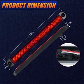 CZJCGD 10 Inch 15 LED Red Trailer Tail Brake Light Bar 2 PCS，Strip Sealed Park Stop Turn Signals Tail Light, IP67 for RV Truck UTV ATV, DOT Certified