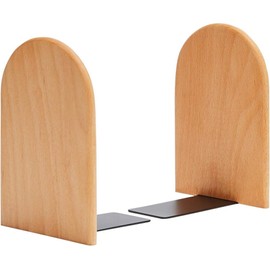 2 Pack Book Ends Natural Bamboo Bookend Anti Slip Book Stopper Wood Bookends Bookshelf Book Ends for Shelves Home Office Library School Study Decoration