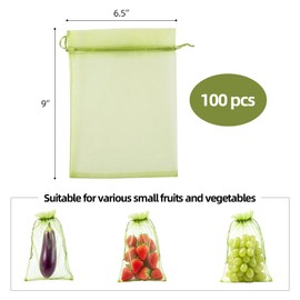 100Pcs Fruit Protection Bags 6''×9'' Fruit Bags for Fruit Trees Plant-Green