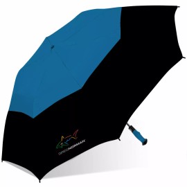 Greg Norman  Shark 56" Double Canopy Folding 2-Person Umbrella WC - Gray & Black