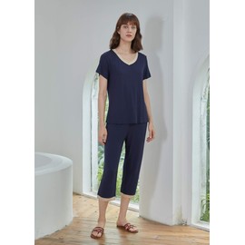 Latuza Women's Sleepwear Tops with Capri Pants PJs 3X Navy