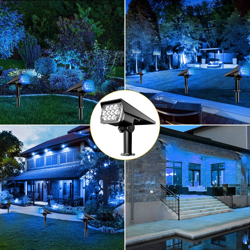 CREPOW Solar Spot Lights Outdoor, Blue Solar Spotlights Landscape Lighting