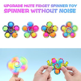 Pop Fidget Spinners Toy 2 Pack, MeetYu Tie Dye Simple Fidget Spinner, Pop Bubble Fidget Poppers for Party Favors, Stress Relief Fidget Packs for ADHD Anxiety, Hand Spinner for Kids Adults Christmas