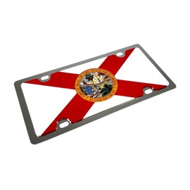 Eurosport Daytona- Compatible with -, State of Florida Flag - Stainless Steel License Plate