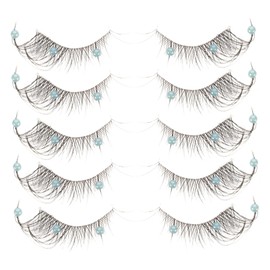 Healeved 5pairs Decorative Faux Lashes with Rhinestone Accents for Eye Makeup and Stage Performance Curl False Eyelashes for Special Occasions and Parties