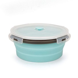 CARTINTS 1200ml Large Collapsible Meal Prep Containers, Reusable Silicone Food Storage Containers, Stackable Fridge Storage Containers, With Leakproof Lids, Microwave and Freezer Safe, Blue