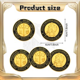 Tondiamo 12 Pcs Put on The Whole Armor of God Challenge Souvenirs Prayer Commemorative Gift Round Gold Mental Gift for Christian Church Party Prayers Men Women